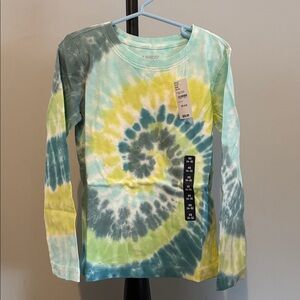 Lands’ End Tie-Dye Long Sleeve Tee in Aqua, Yellow & Gray